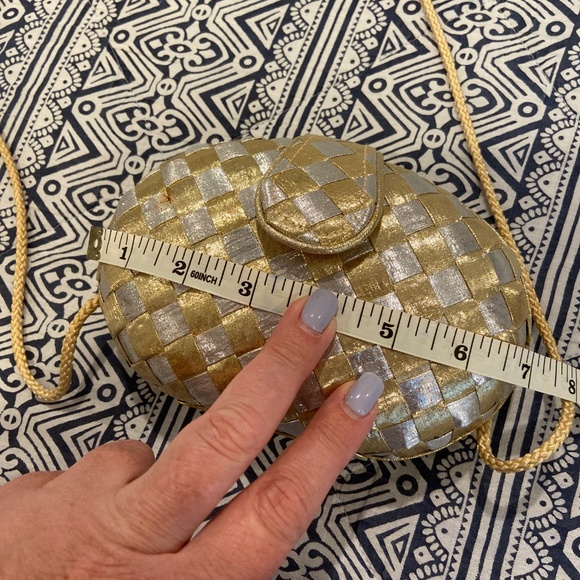 Y&S Original Gold & Silver Metallic Evening Purse – Round, Basket Weave - Picture 10 of 13